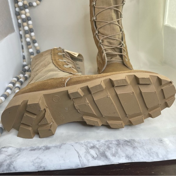 Steel Toe Military Combat Boots Tan Men Size 9.5 - Picture 4 of 11